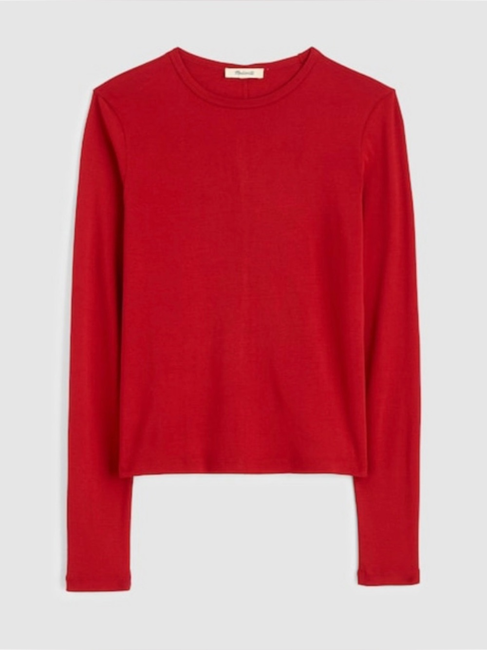 NWT Madewell Crewneck Long-Sleeve Tee SoSoft Cotton Ruby Red
